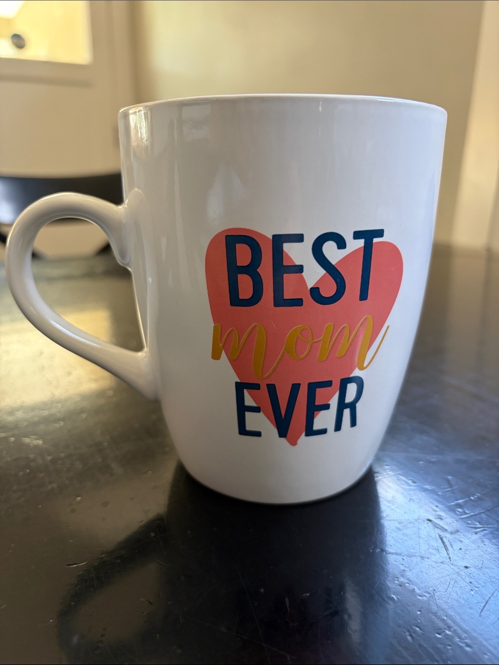 It’s huge! Best Mom Ever White Ceramic Mug with Pink Heart